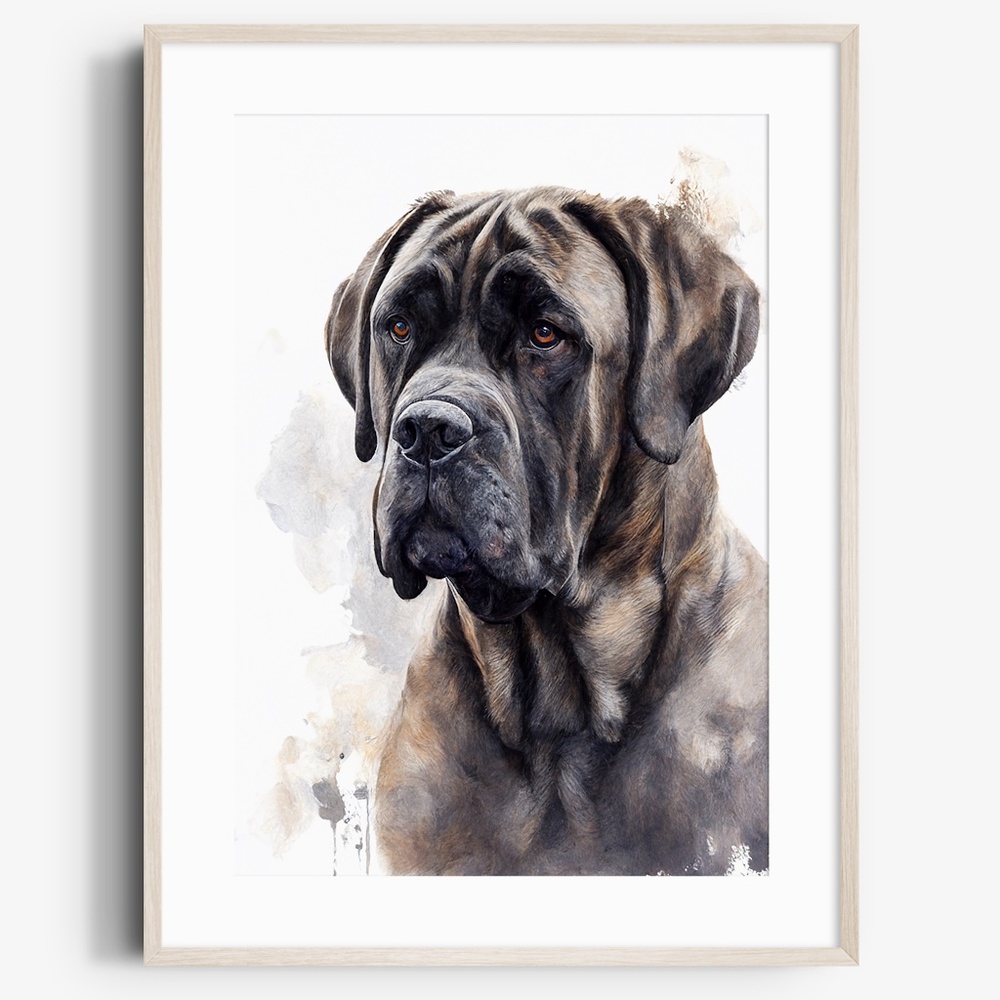 Watercolor Mastiff Brindle Wall Art Illustration Print Poster Card Unframed